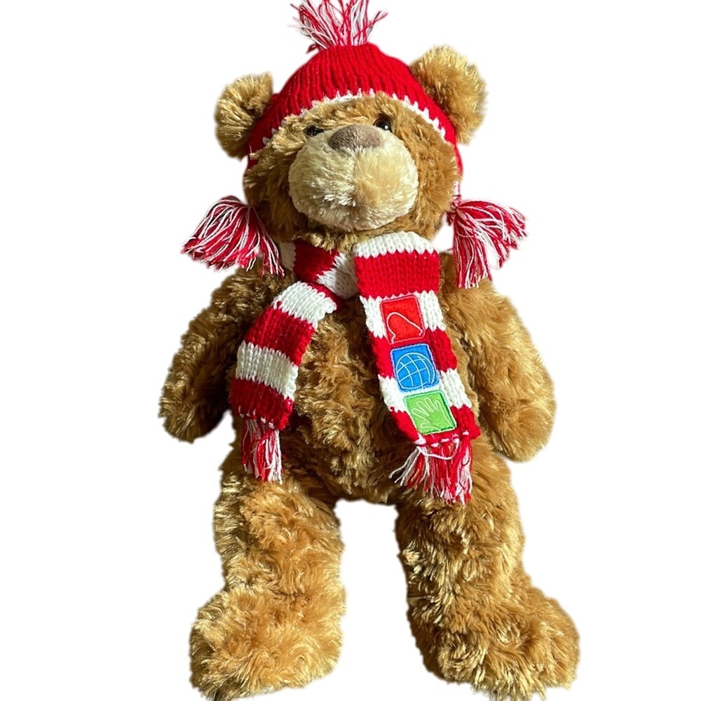 Gund Teddy‎ B. Caring Bear Stuffed Animal Plush, Scarf Winter Hat, 2011, 13"